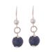 Ocean Blossom,'Floral Lapis Lazuli Dangle Earrings Crafted in Peru'