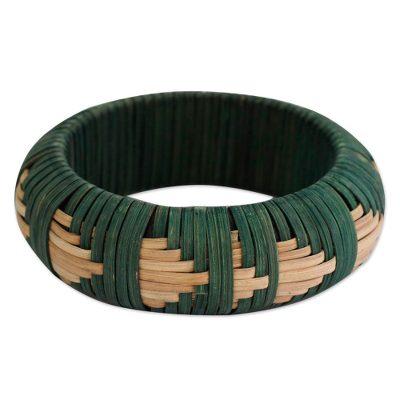 Handcrafted rattan bangle bracelet, 'Toward the Forest'