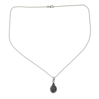 'Jaipur Mist' - Sterling Silver Necklace with Labradorite Pendant from