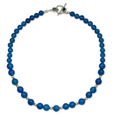 Chalcedony strand necklace, 'Heavenly Sky'