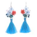Candy Bouquet in Blue,'Chalcedony and Cultured Pearl Dangle Earrings'