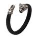 Men's Sterling Silver and Leather Tiger Bracelet from Bali 'Braided Tiger'