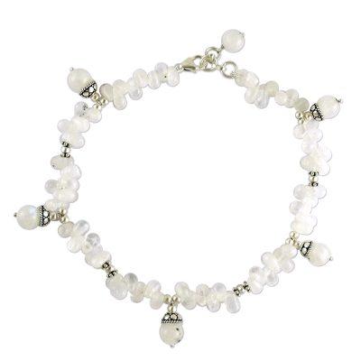Rainbow moonstone anklet, 'Mystic'