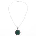 Moon Over Lima,'Andean Chrysocolla Sterling Silver Pendant Necklace'