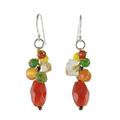 'Carnelian Multi-Gemstone Dangle Earrings from Thailand'