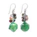 'Multi-Gemstone Beaded Cluster Earrings in Green'