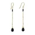 Lanna Chimes,'Gold Plated Onyx Dangle Earrings'