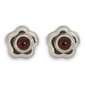 'Aztec Daisy' - Artisan Crafted Floral Fine Silver and Garnet Earrings