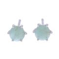 Catch a Star in Green,'Hand Crafted Emerald and Sterling Silver Stud Earrings'