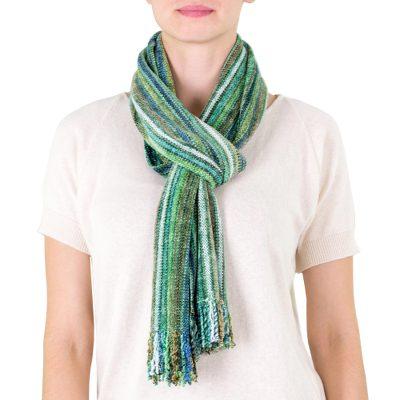 Bamboo chenille scarf, 'Rainforest'