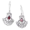 Garnet dangle earrings, 'Frozen Flame'
