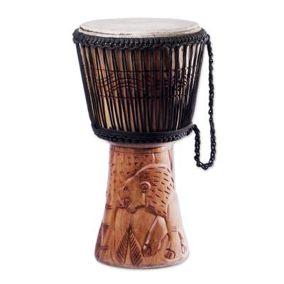 Wood djembe drum, 'King of the Forest' - Handcrafted Wood Djembe Drum