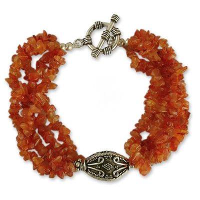 Carnelian torsade bracelet, 'Natural Sophistication'