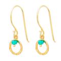 Green Rustic Modern,'24k Gold Plated Green Onyx Dangle Earrings from Thailand'