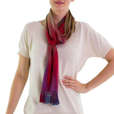 'Solola Fireworks' - Handwoven Bamboo Fiber Scarf from Central America