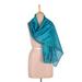 'Turquoise Bihar' - Cotton Silk Blend Wrap Patterned Shawl