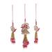 Holiday Glamour in Pink,'Gold and Pink Beaded Ornaments from India (Set of 3)'