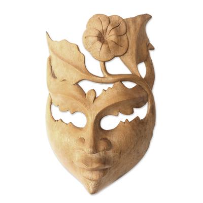 Wood mask, 'Frangipani Summer' - Floral Wood Wall ...