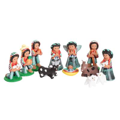 Christmas in Santa Catalina,'Traditional Guatemalan Ceramic Nativity Scene (12 Pieces)'