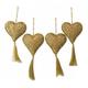 Heart of the Holiday,'Four Handcrafted Beaded Gold Heart Christmas Ornaments'