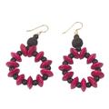 Bloom in Magenta,'Hand Crafted Sese Wood Dangle Earrings from Ghana'