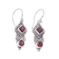 Lovely and Witty,'Garnet & Sterling Silver Dangle Earrings Crafted in Bali'