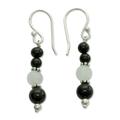 Onyx and moonstone dangle earrings, 'Majestic Night'