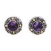 'Gold-Accented Sterling Silver Earrings with Amethysts'