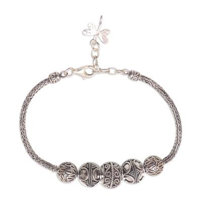 Family Gathering,'Handcrafted Sterling Silver Pendant Bracelet from Bali'