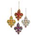 Colorful Fleur de Lis,'Set of Four Multicolored Fleur de Lis Ornaments from India'