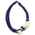 Sougri Blue,'Horn and Bone Blue Recycled Beads Necklace African Jewelry'