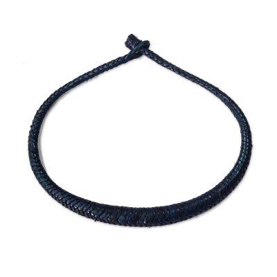 Mpusia in Blue,'Braided Leather Necklace in Blue from Ghana'