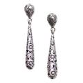 'Drop-Shaped Floral Sterling Silver Dangle Earrings from Bali'