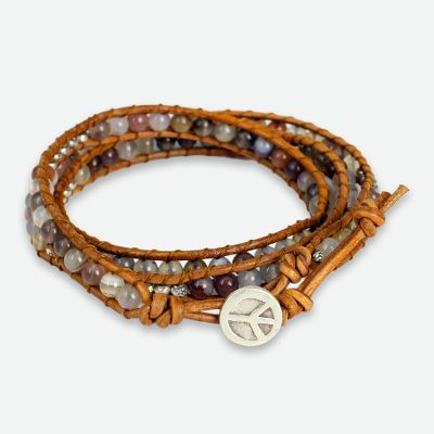 Agate wrap bracelet, 'For Peace'