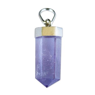 Deep Purple Spirit,'Pointed Faceted Vertical Amethyst Prism Pendant from Brazil'