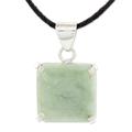 Abstract Square,'Handcrafted Silver and Apple Green Maya Jade Necklace'