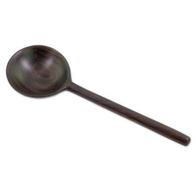 Dinner in Peten,'Handcrafted Dark Brown Cericote Wood Serving Spoon'