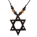 Star of David,'Star of David Hand Crafted Wood Pendant Necklace from Ghana'