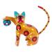 Feline Sport in Mustard,'Painted Mustard Copal Wood Alebrije Cat Figurine with Ball'