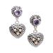 'Heart-Shaped Dangle Earrings with Amethyst & Gold Accents'