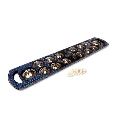 Blue Clever Leisure,'Blue Batik Wood Mancala Board...