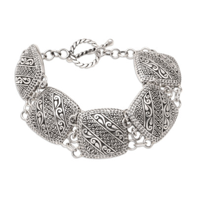 Let's Be Friends,'Handcrafted Sterling Silver Link Bracelet from Java'