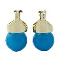 Blue Acorn,'18k Gold Plated Drop Earrings with Blue Agate from Brazil'