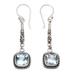 Majestic Gleam,'Faceted Blue Topaz and 925 Silver Dangle Earrings from Bali'