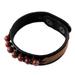 Rocky Party in Red,'Men's Jasper and Leather Wristband Bracelet from Thailand'