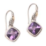 Everlasting Reign,'Gold-Accented Amethyst Dangle Earrings'