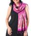 'Handwoven Tie-Dyed Silk Scarf in Fuchsia from Thailand'