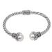 Sterling Rope,'Cultured Pearl Sterling Silver Cuff Bracelet from Indonesia'