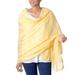 Cotton and silk blend shawl, 'Yellow Paisley Dreams'