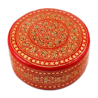 Kashmir Legacy,'Round Papier Mache and Wood Decorative Box'